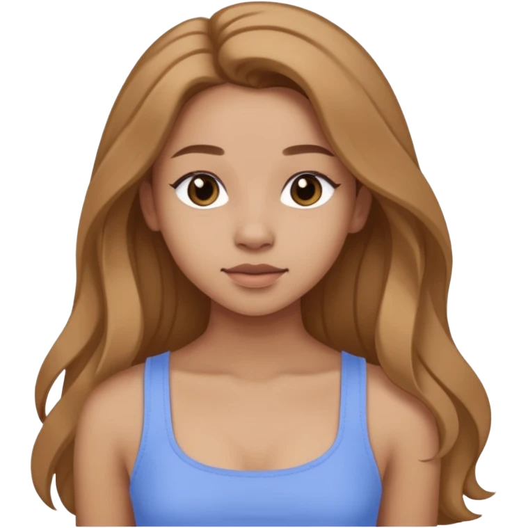 GloomyKassie with long light brown hair, periwinkle crop top emoji