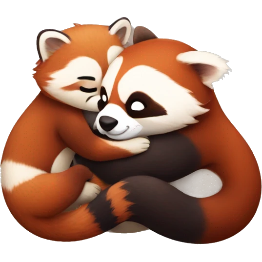 Red panda hugging otter emoji