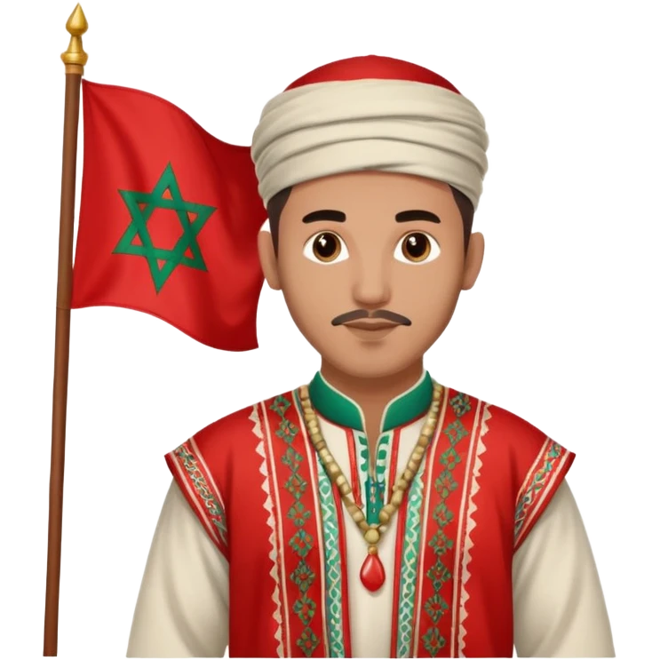Un homme avk le drapeau Du Maroc sur le dos et qui est normal sans rien sur lui emoji
