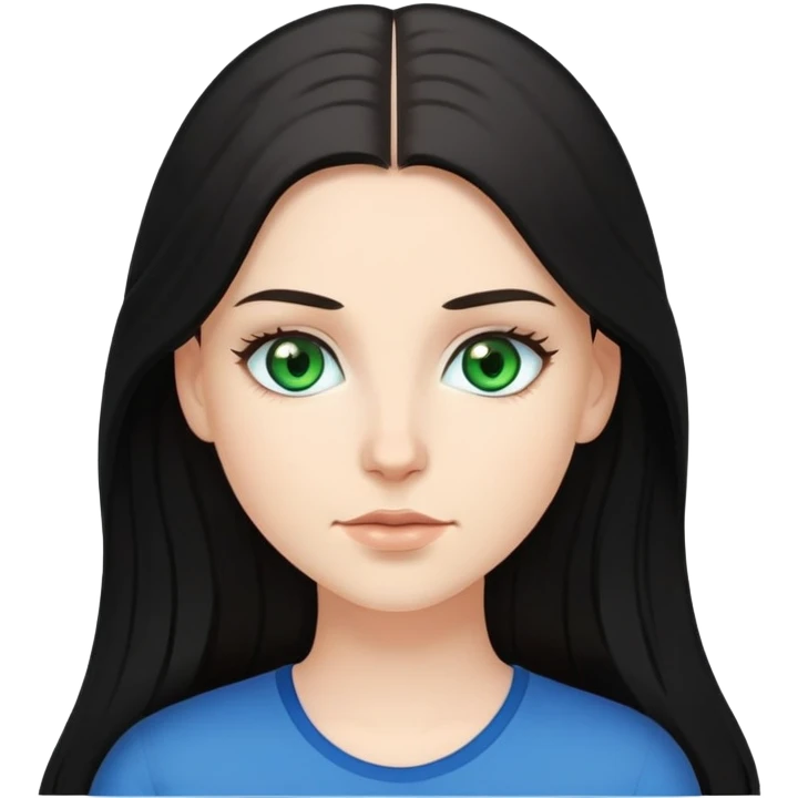 long black hair white girl with green eyes and medium brown hair white girl with blue eyes emoji