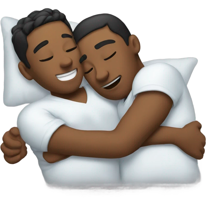 Two lovers hug in bed emoji
