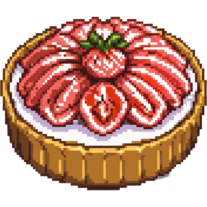 strawberry tart seen from above, pixel art style emoji