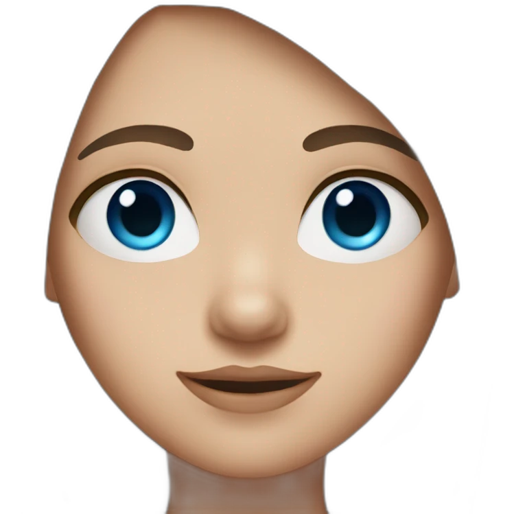 girl with straight brown hair, light skin and blue eyes emoji