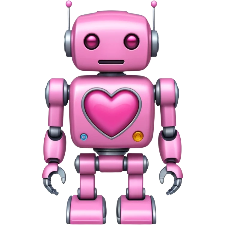 pink robot with pink heart emoji
