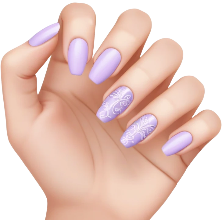 lilac pastel manicure with nail art designs emoji