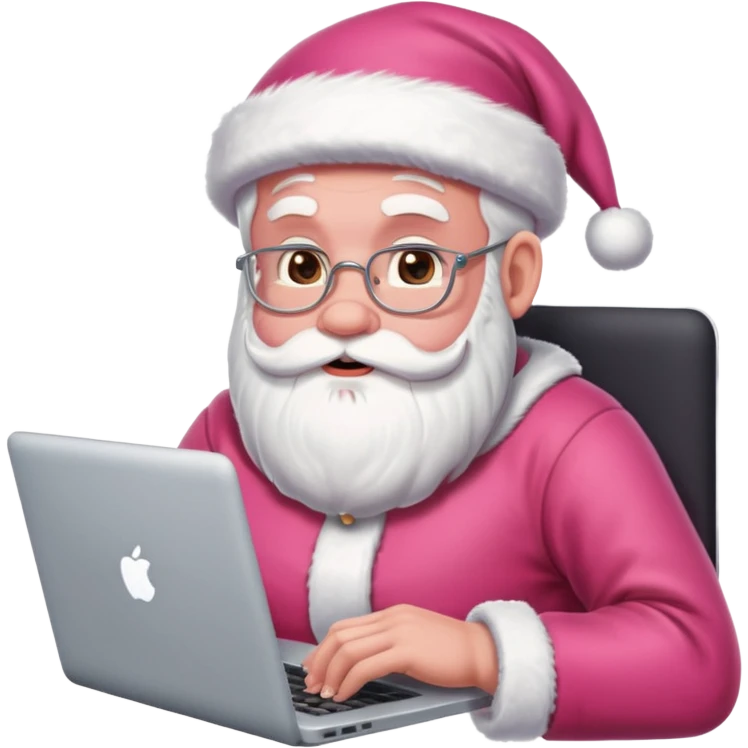 santa god with laptop, pink emoji