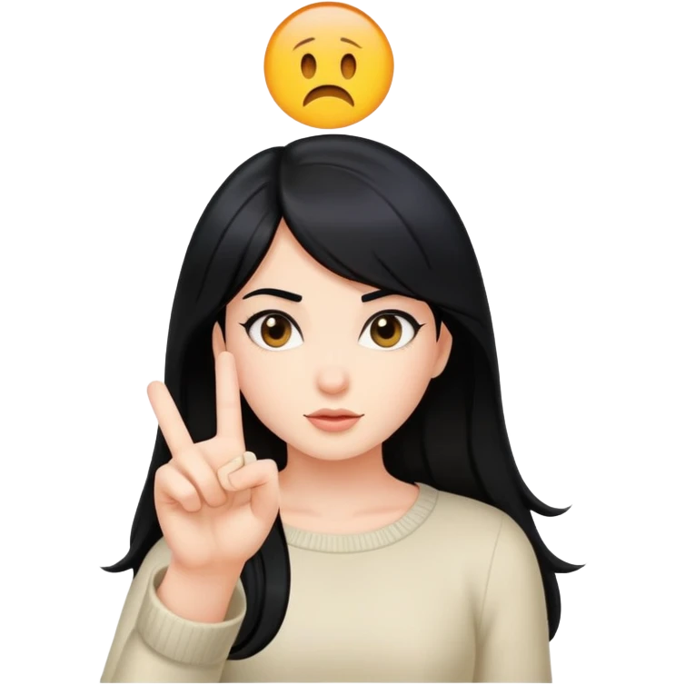 girl with black hair flipping off screen emoji