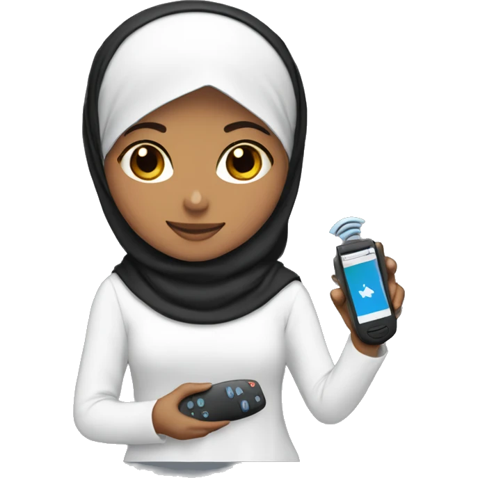 Hijabi girl holding  anki remote  emoji