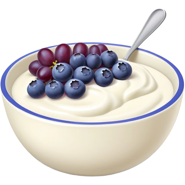 yoghurt bowl with grapes and blueberries emoji