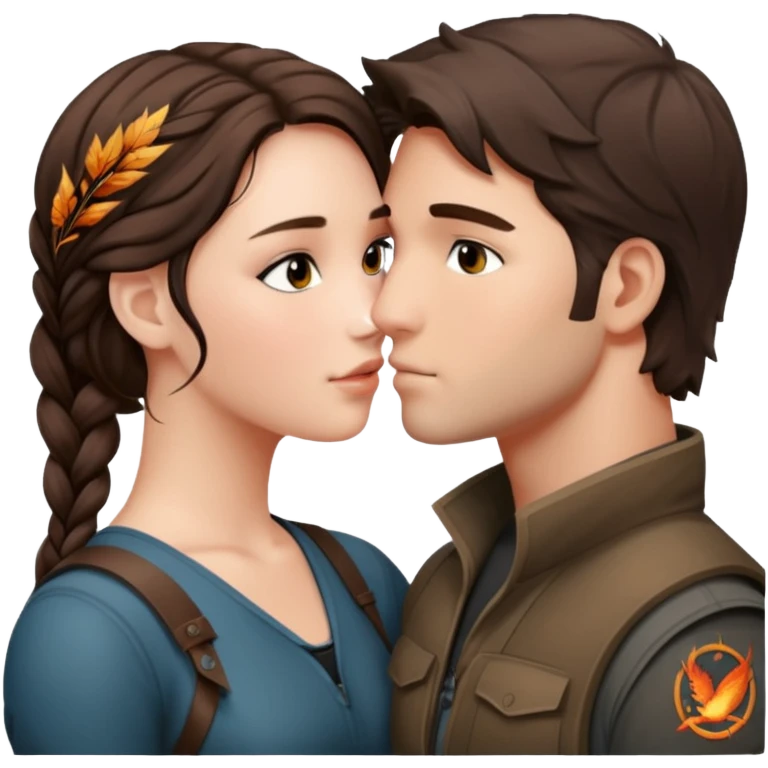 Katniss Everdeen kissing Gale Hawtorne emoji