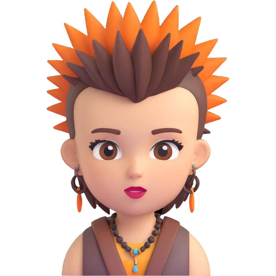 girl with a mohawk, 3d emoji style emoji