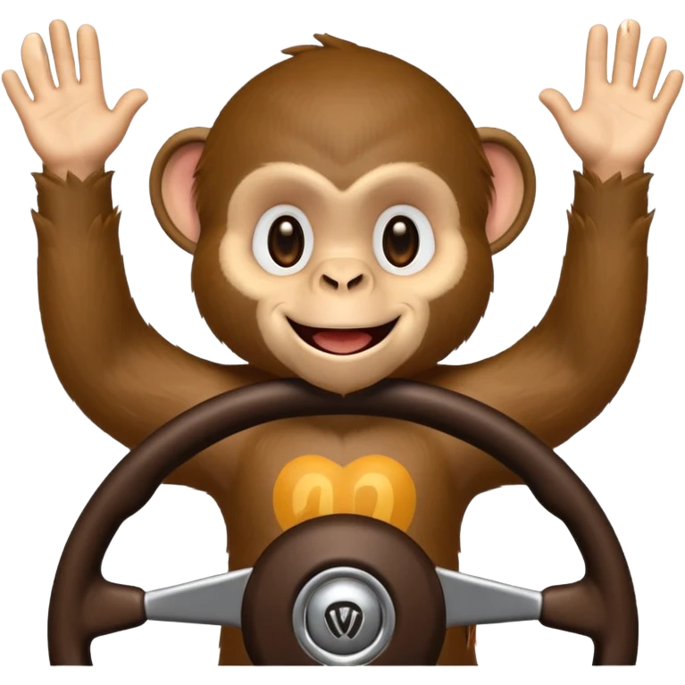 monkey pretending to drive but no car emoji