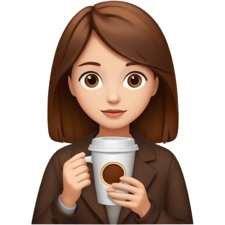 Brown haired girl with coffee emoji