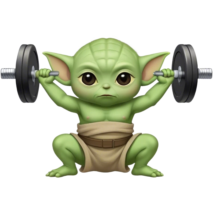 Baby yoda holding a barbell emoji