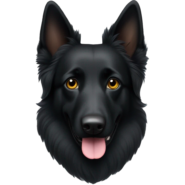 black groenendael belgian shepherd with a small white spot in the middle of the head emoji