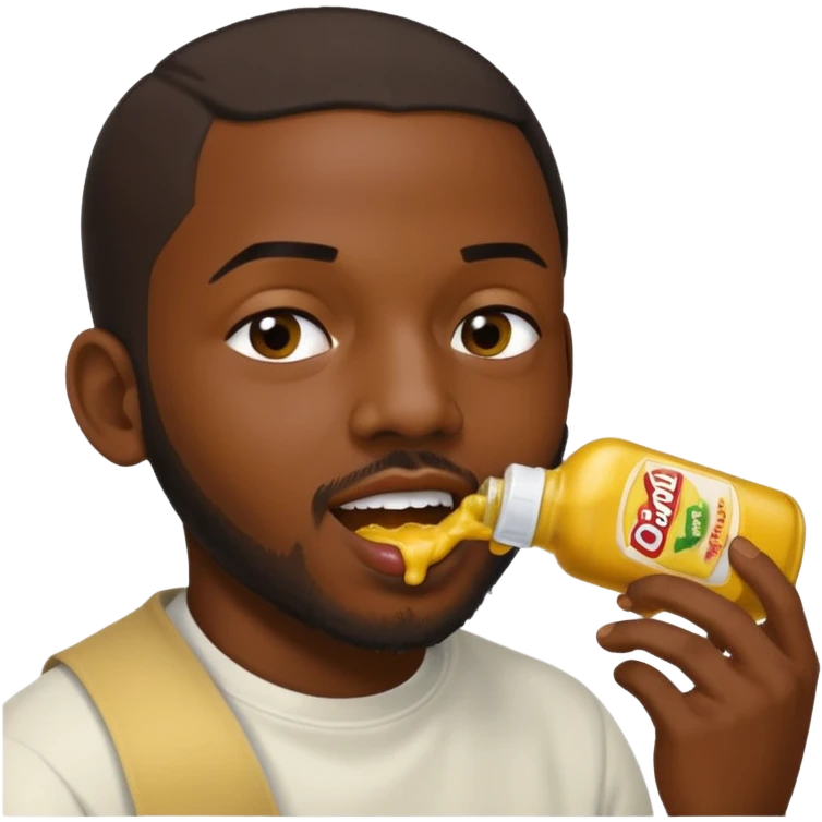 Kendrick Lamar squeezing a bottle of mustard into Drakes mouth emoji