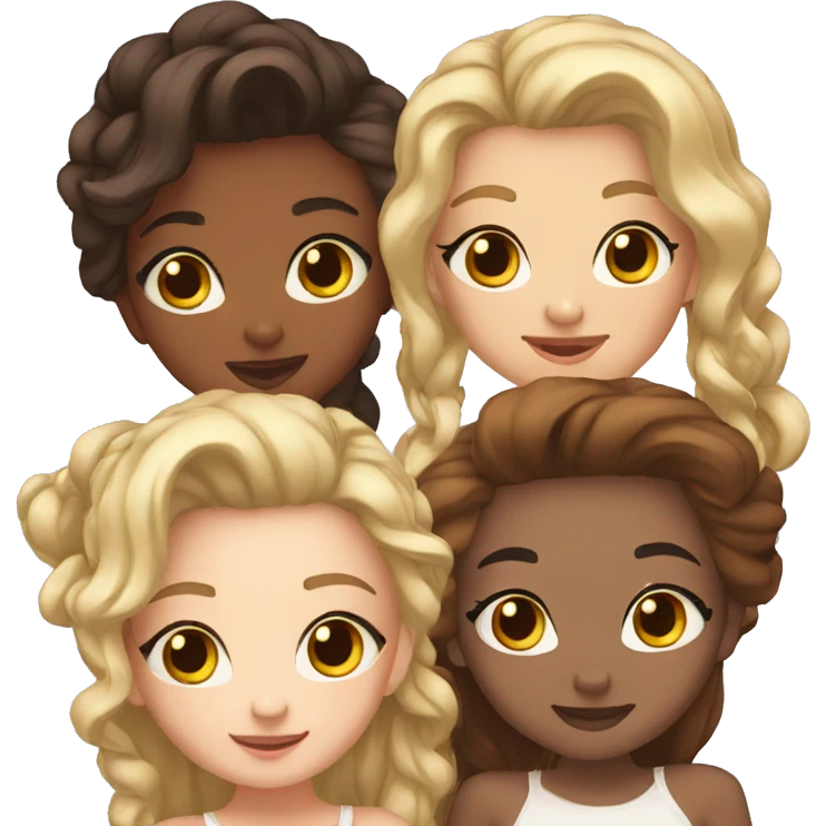 cute girl group of 3 girls and 3 girls emoji