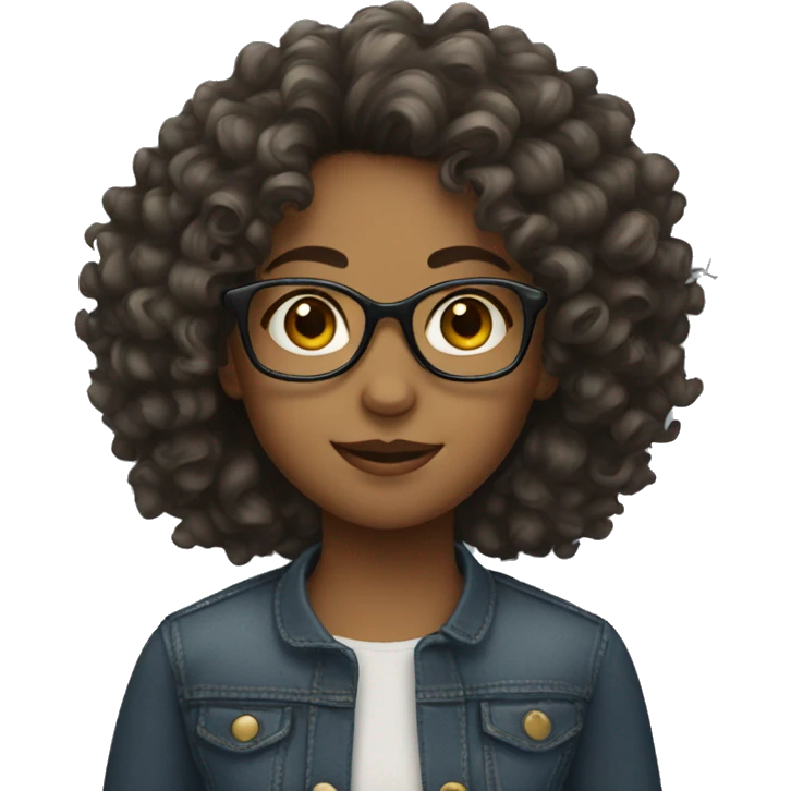girl with glasses and curly hair  emoji
