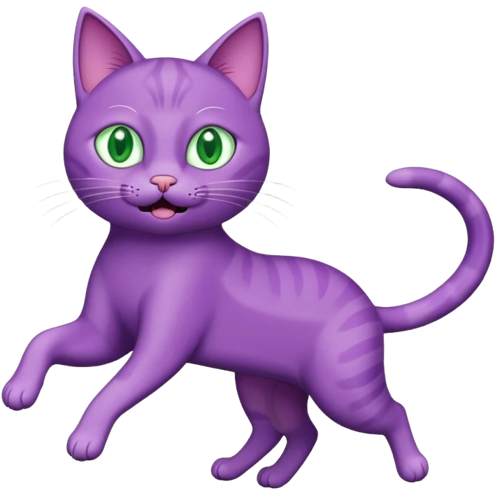 funny purple cat jumping after a fly more thin cat  emoji