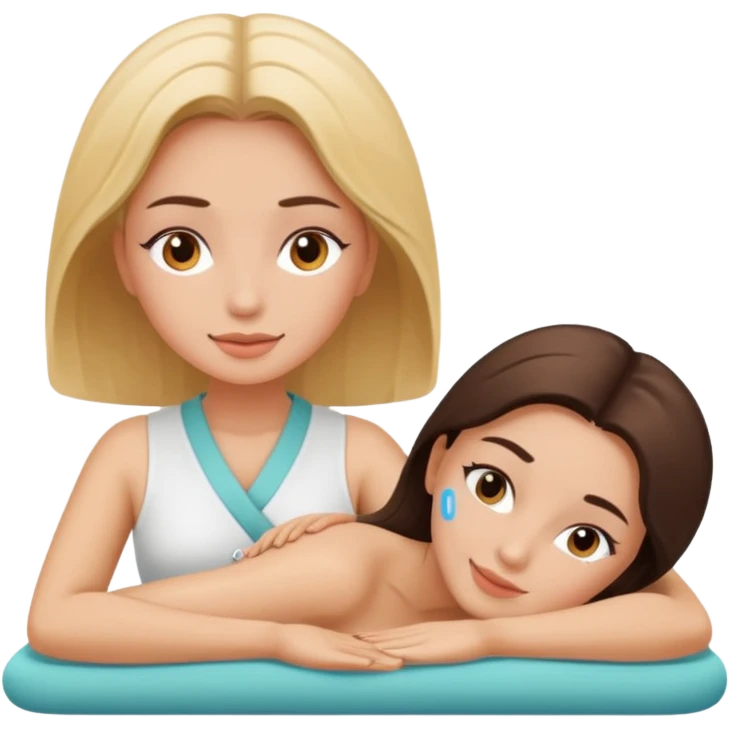 girl relaxing while getting massage from woman emoji