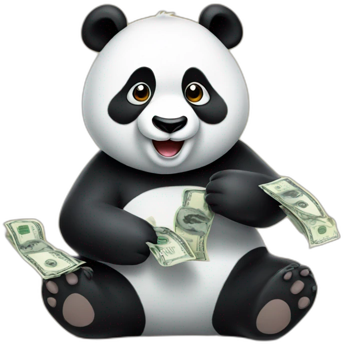 Panda playing with money emoji