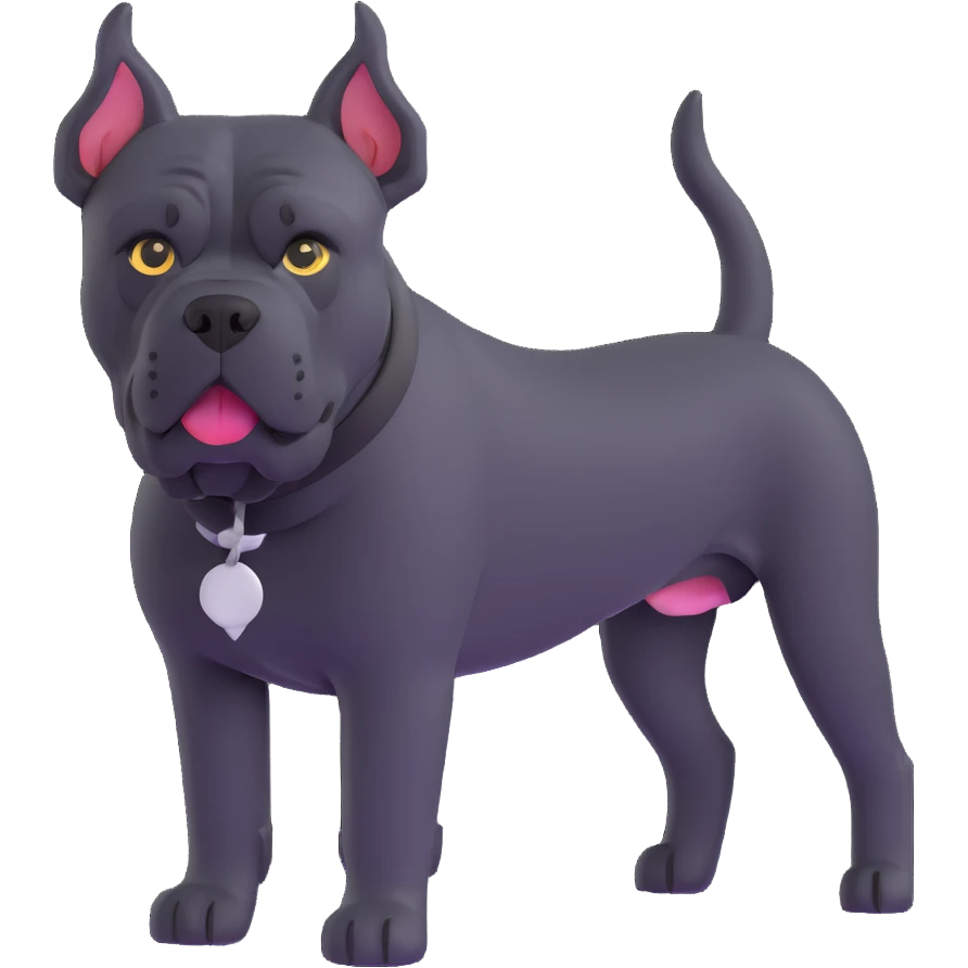 black Cane Corso dog with cropped ears and short tail emoji