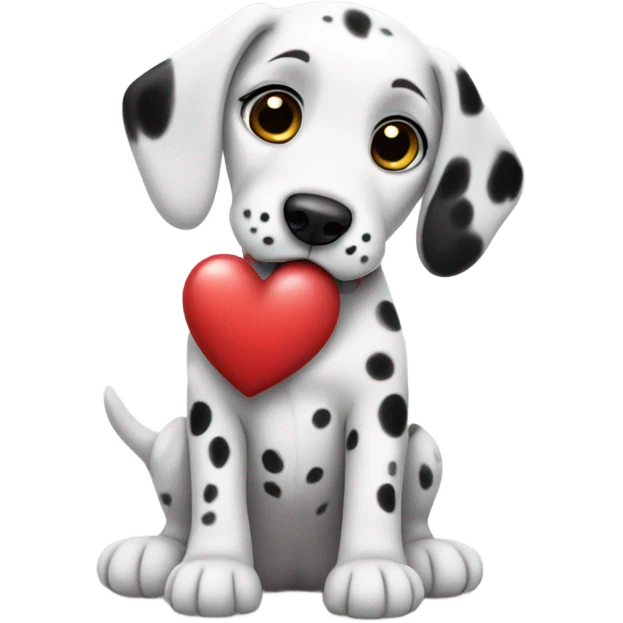 Dalmatian puppy holding a heart in its paws emoji