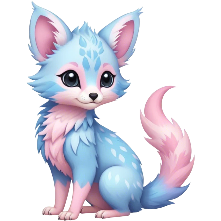 Feral Rare Fantasy cute pastel Vernid-Trico-species by LiLaiRa, random markings, tufted tail, tufted ears, full body emoji
