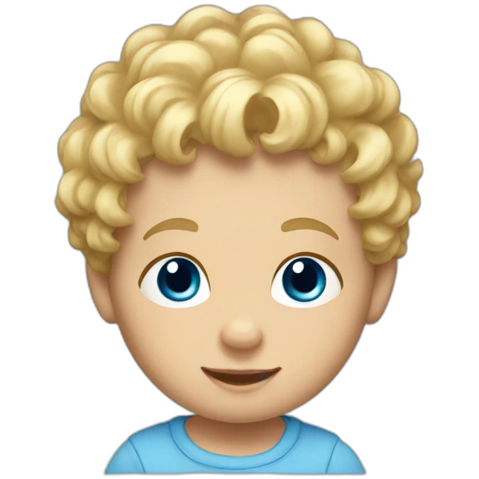 baby boy with blond curly hair and blue eyes  emoji