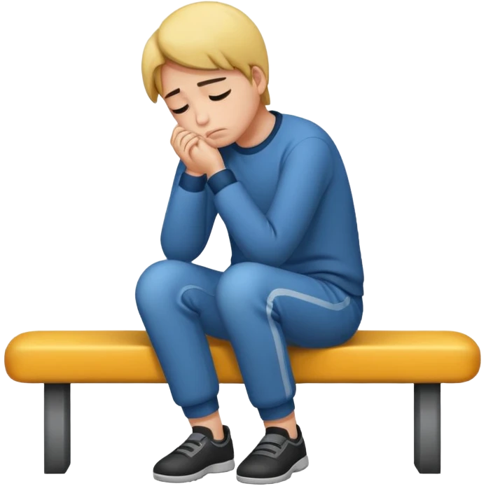 A person sitting with sad feeling emoji