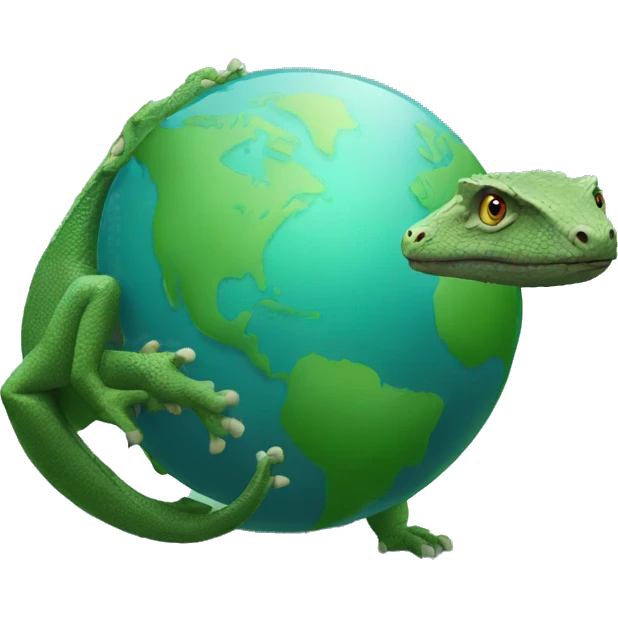 A komodo holding a world globe emoji