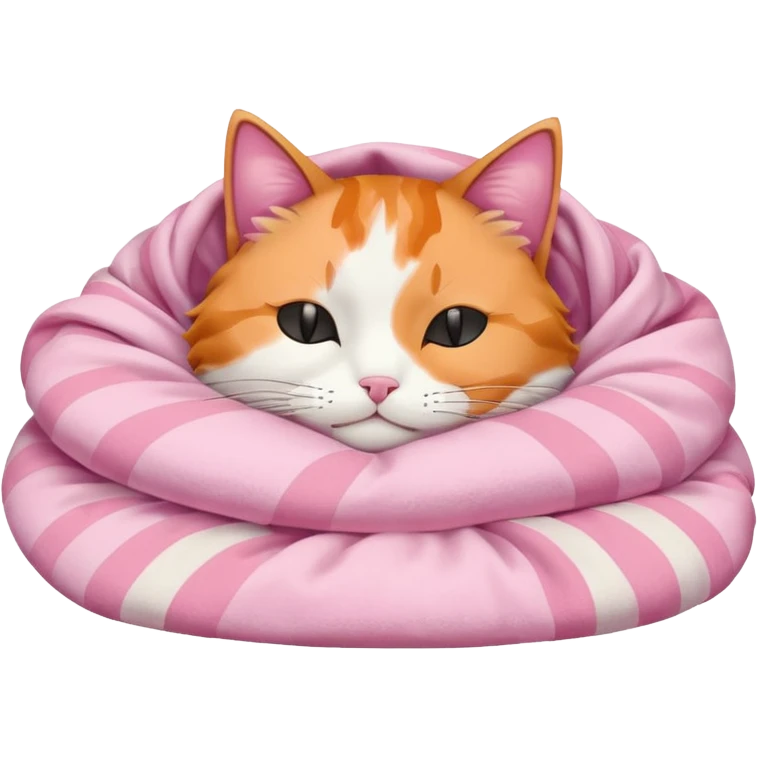 Calico Cat Sleeping Under A Pink Pastel Blanket  emoji