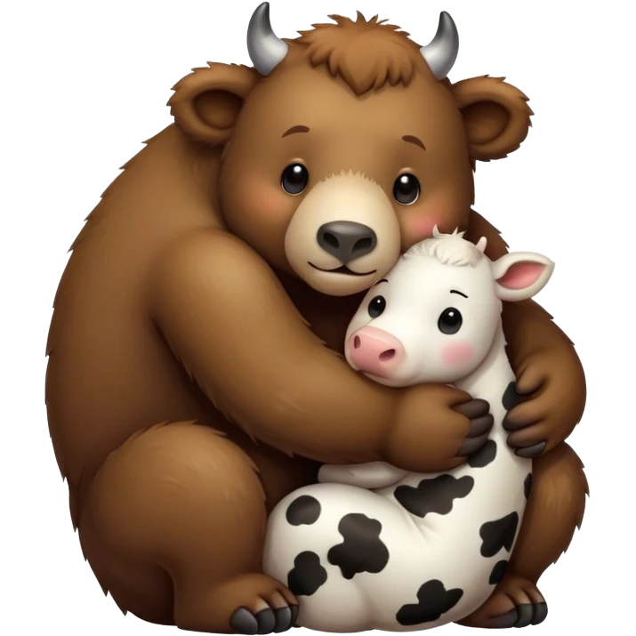 Bear hugging a cow emoji