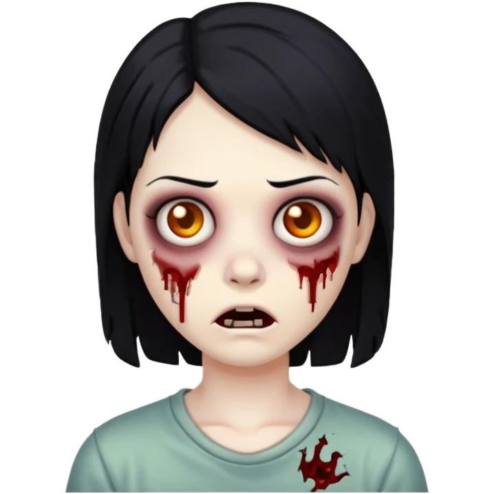 imagen de zombie pelo negro y piel normal emoji