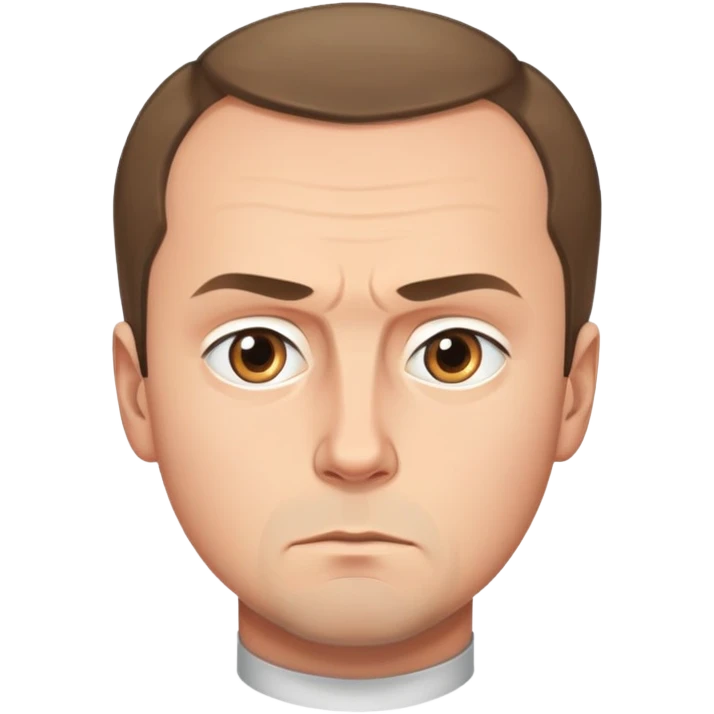 portrait of Medvedev with a round face, serious and focused expression emoji
