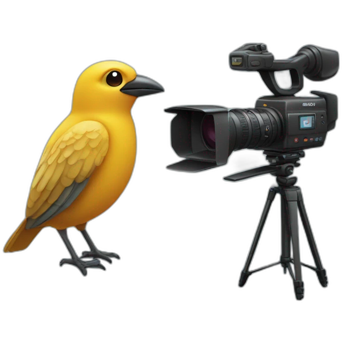 bird being filmed by a video camera emoji