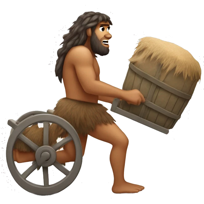 caveman pulling cart on his back emoji