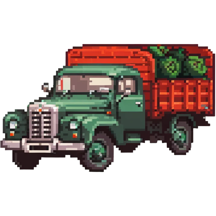 ZIL 130 Soviet truck with green cabin and flatbed, vintage Russian truck from 1960s emoji