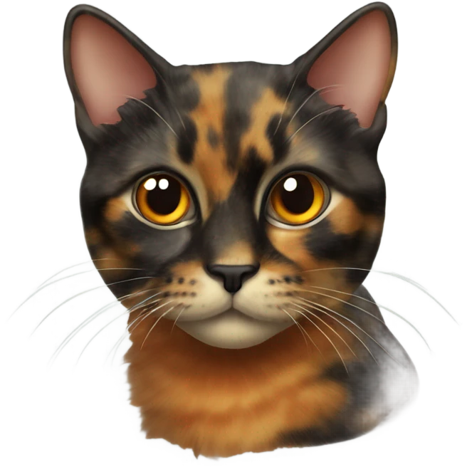 Tortoiseshell cat with small orange patch on corner of nose emoji