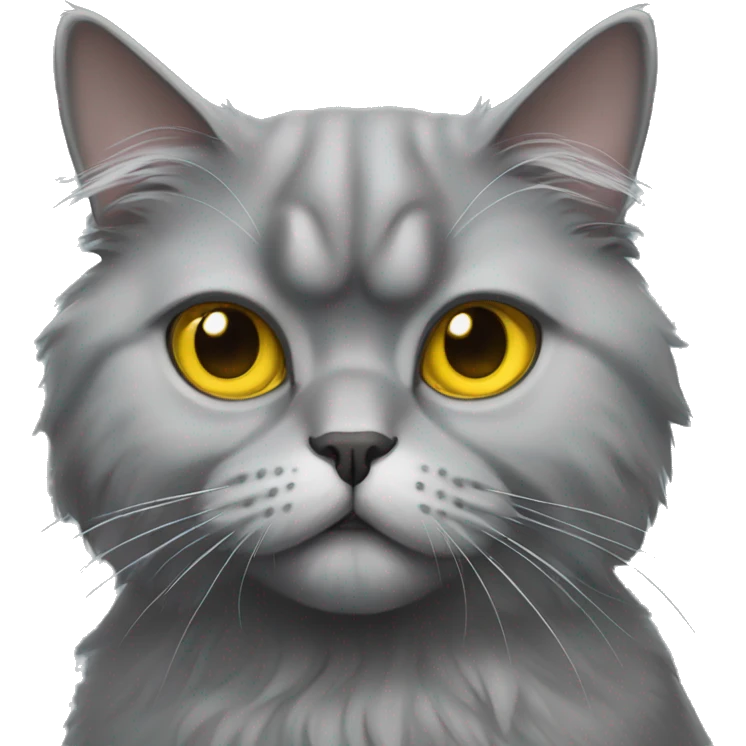 Gray persian cat with yellow eyes emoji
