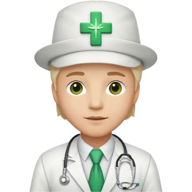 a doctor in white suit with a doctor hat with green cross emoji