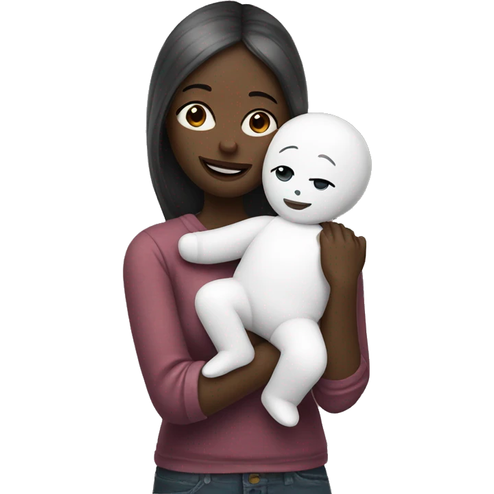 white skinned woman hugging doll  emoji