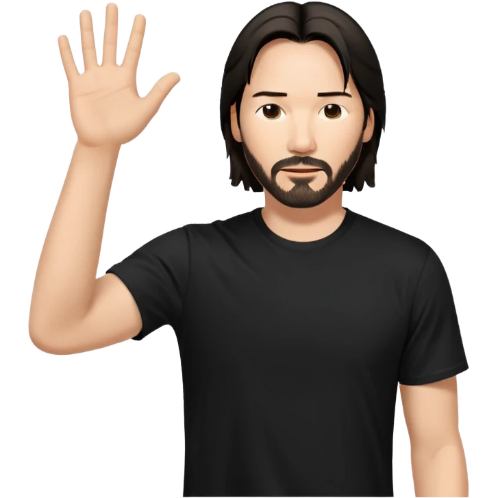 Keanu Reeves raising his hand up emoji