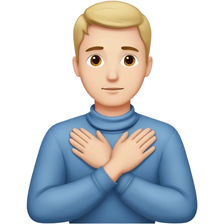 Man with crossed hands on neck emoji