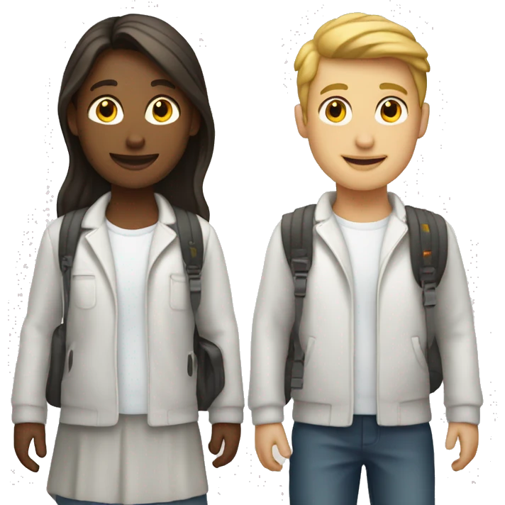 Two students in white emoji