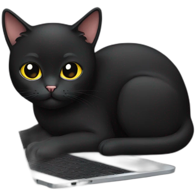 black-cat-coding-on-a-laptop emoji