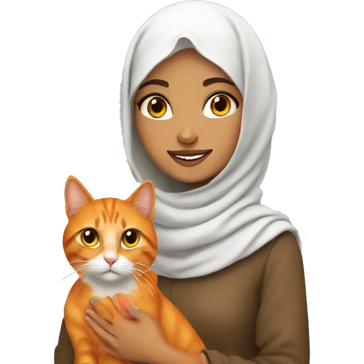 Arab girl with orange cat emoji