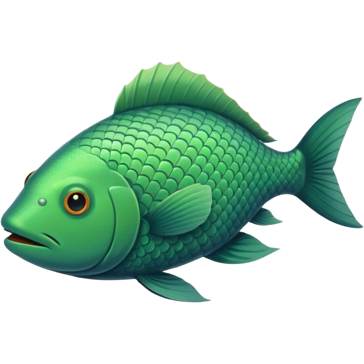 the flat side view of a green common fictional fish emoji