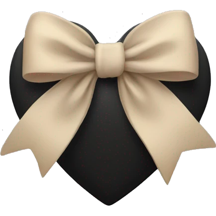 black heart with beige bow emoji