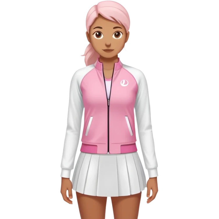 Lululemon pink shirt and short white jacket and white skirt  emoji